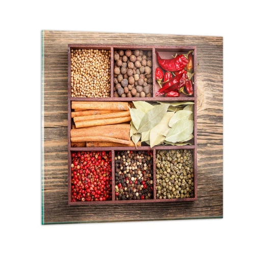 Quadro em vidro - Ordem das formas, um ramo de aromas - 40x40 cm