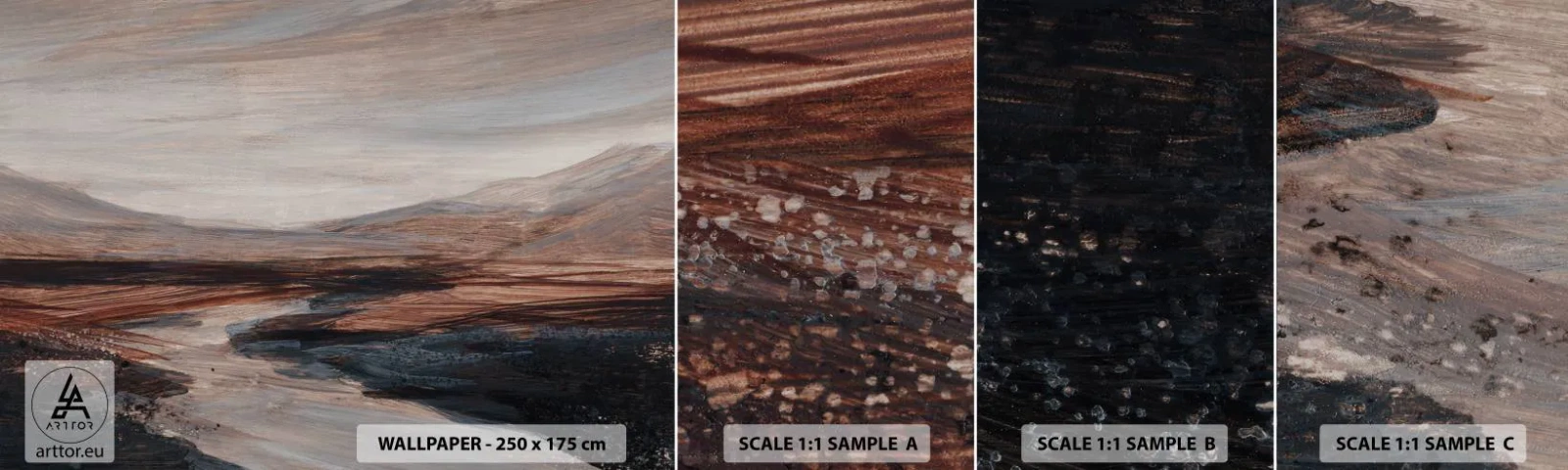 Amostra de papel de parede autocolante Deluxe Sticker - Um vale tranquilo - Paisagem, Paisagem, Pedaço - 100x30 cm