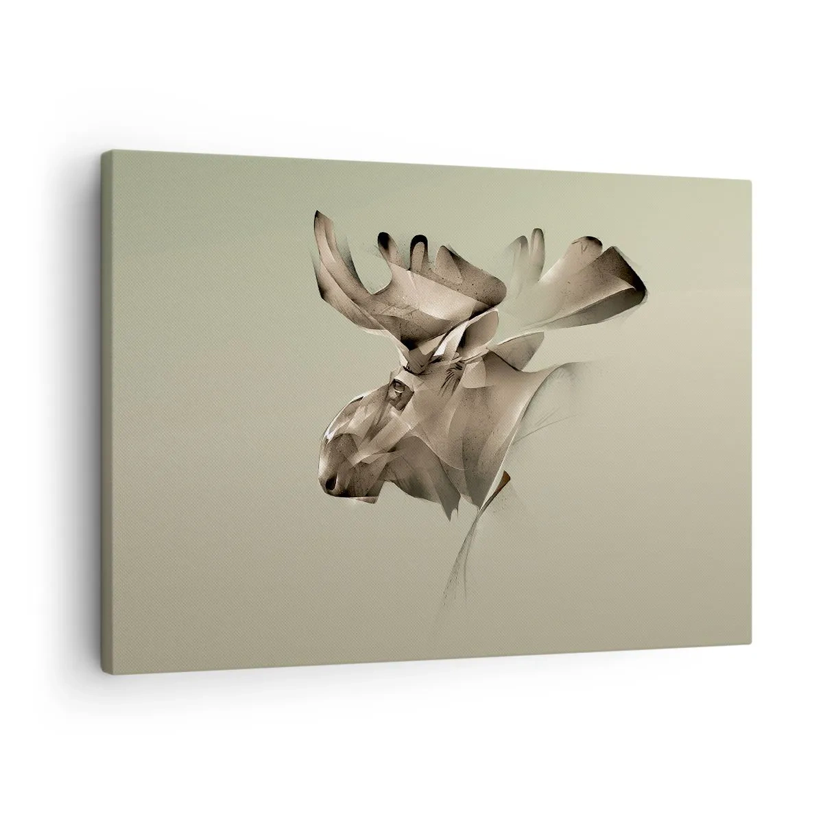 Quadro em tela - Uma imagem abstrata de um alce em um fundo minimalista - 70x50cm - O poder suave da calma - Decoração de parede moderna para a sala de estar e quarto ARTTOR