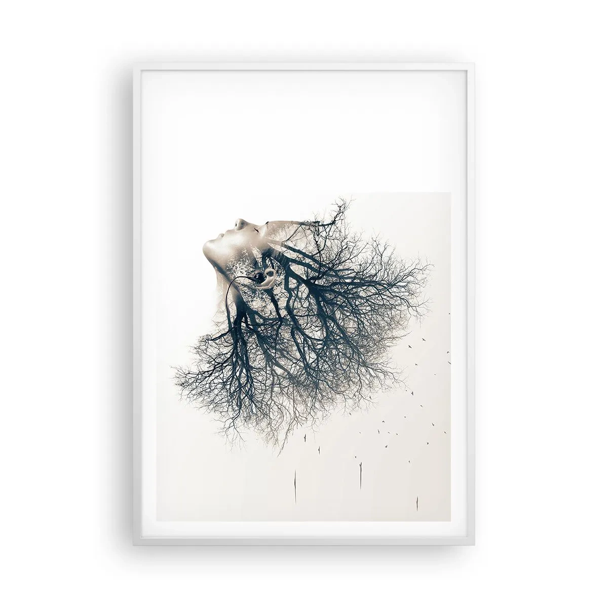 Pôster em moldura branca - Ouvir o sussurro da árvore - 70x100 cm