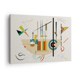 Quadro em tela - Abstração colorida com formas geométricas - 70x50cm - E o mundo ri - Decoração de parede moderna para a sala de estar e quarto ARTTOR