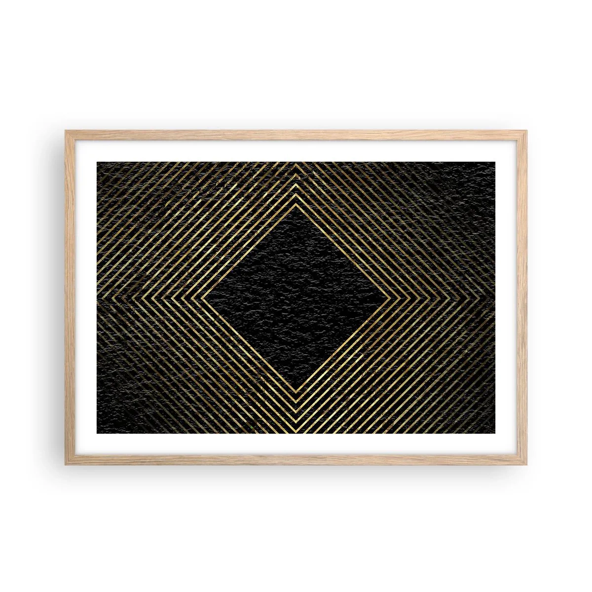 Pôster com moldura de carvalho claro - Geometria em estilo glamoroso - 70x50 cm