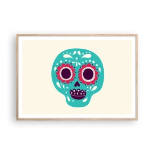 Pôster com moldura de carvalho claro - Vida – diversão até a morte - 100x70 cm