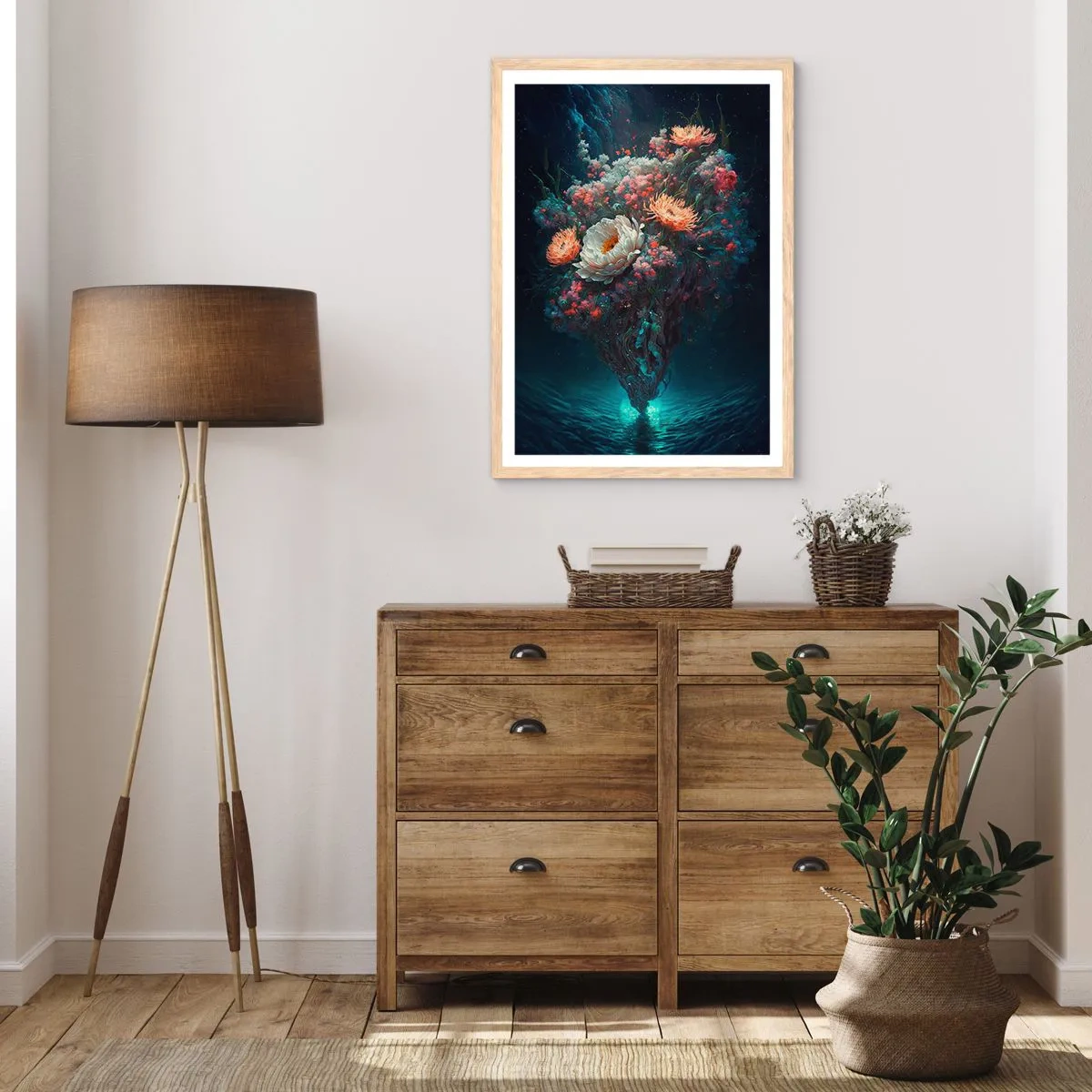 Pôster com moldura de carvalho claro - Um estranho jardim - 40x50 cm