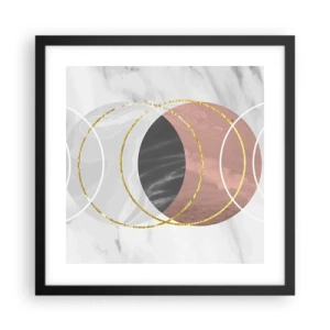 Pôster com moldura preta - Música das esferas - 40x40 cm