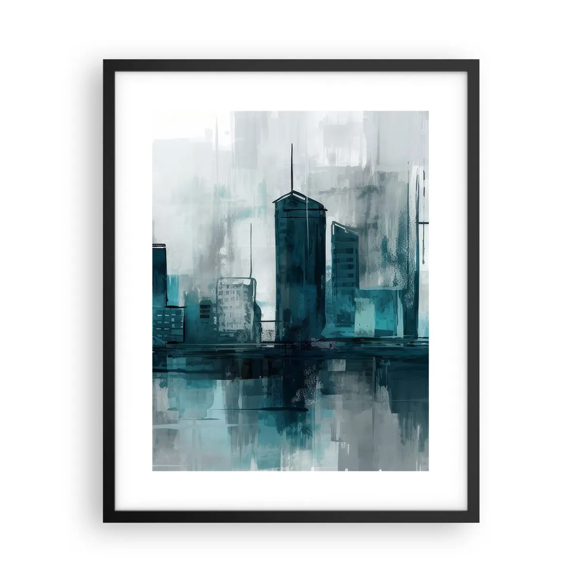 Pôster com moldura preta - Uma cidade da cor da chuva - 40x50 cm