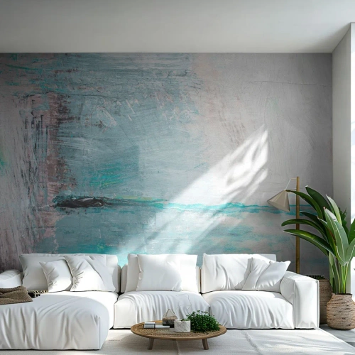 Papel de Parede Premium Sand - Horizontalmente em azul - Abstração, Pedaço, Padrão Moderno - 100x70 cm