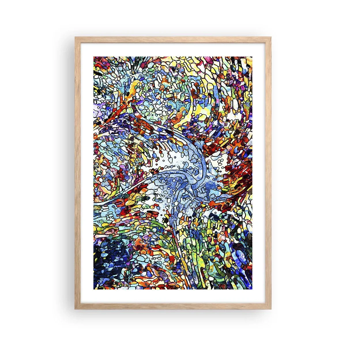 Pôster com moldura de carvalho claro - Vitrais gotejantes - 50x70 cm