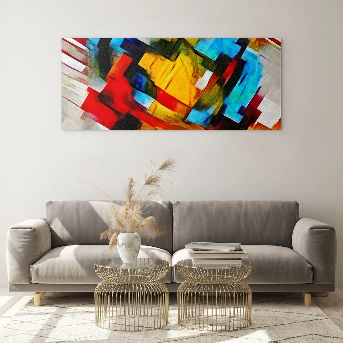 Quadro em vidro - Camadas multicoloridas - 140x50 cm