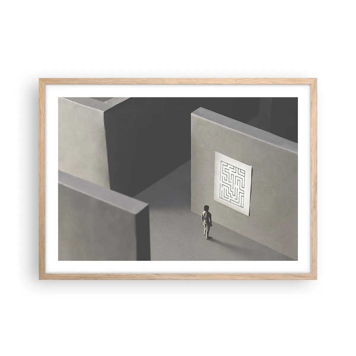 Pôster com moldura de carvalho claro - Mas onde estou? - 70x50 cm