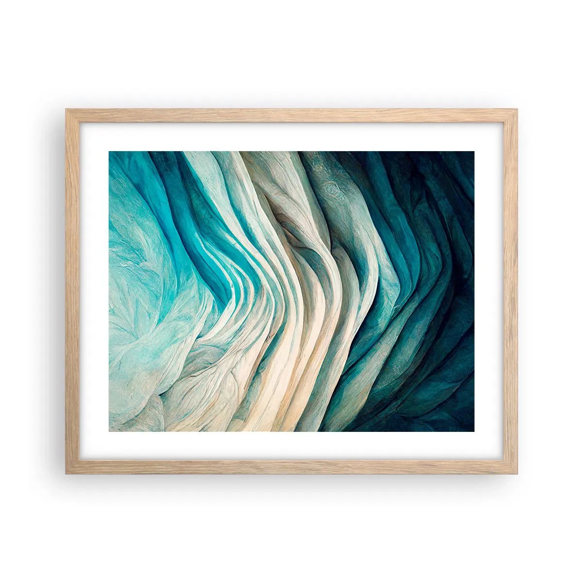 Pôster com moldura de carvalho claro - Insaciabilidade azul - 50x40 cm