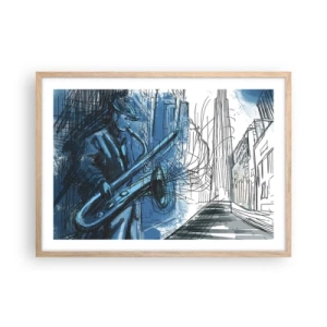 Pôster com moldura de carvalho claro - Rapsódia Urbana - 70x50 cm