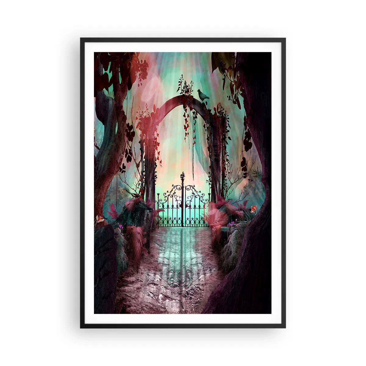 Pôster com moldura preta - Jardim secreto - 70x100 cm