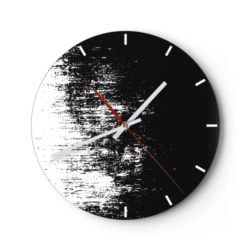 Relógio de parede - Relógio em vidro - Abstrato em preto e branco com efeito de pincelada - 30x30cm - E o vencedor é... - Decoração de parede moderna para a sala de estar, cozinha e quarto ARTTOR