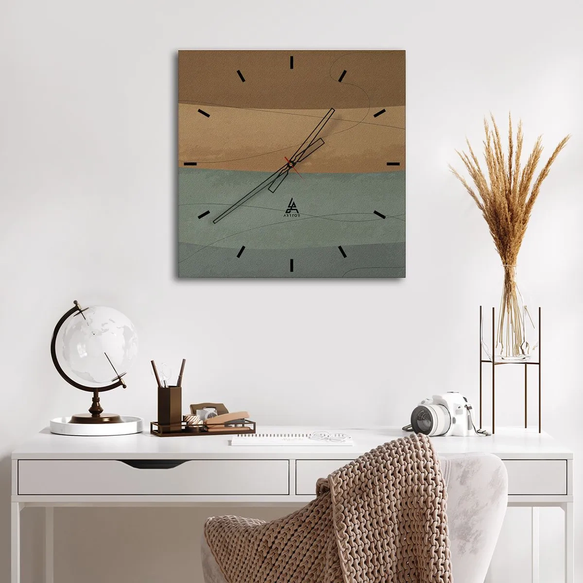 Relógio de parede - Relógio em vidro - Composição horizontal - 30x30 cm