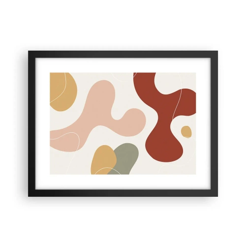 Pôster com moldura preta - Ziguezagues ornamentais - 40x30 cm