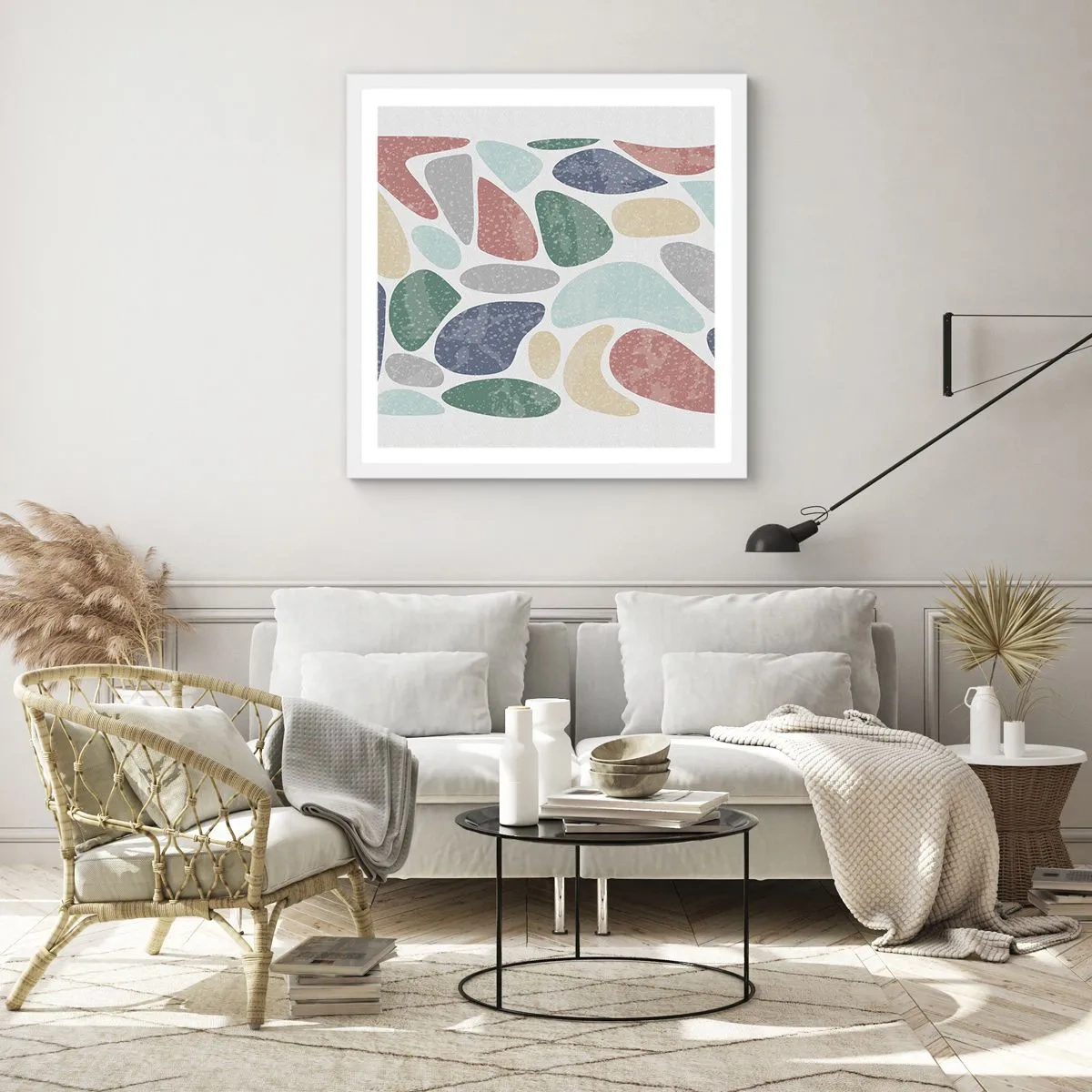 Pôster em moldura branca - Um mosaico de cores em pó - 50x50 cm