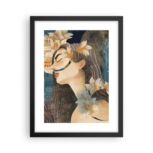 Pôster com moldura preta - O conto da princesa com lírios - 30x40 cm