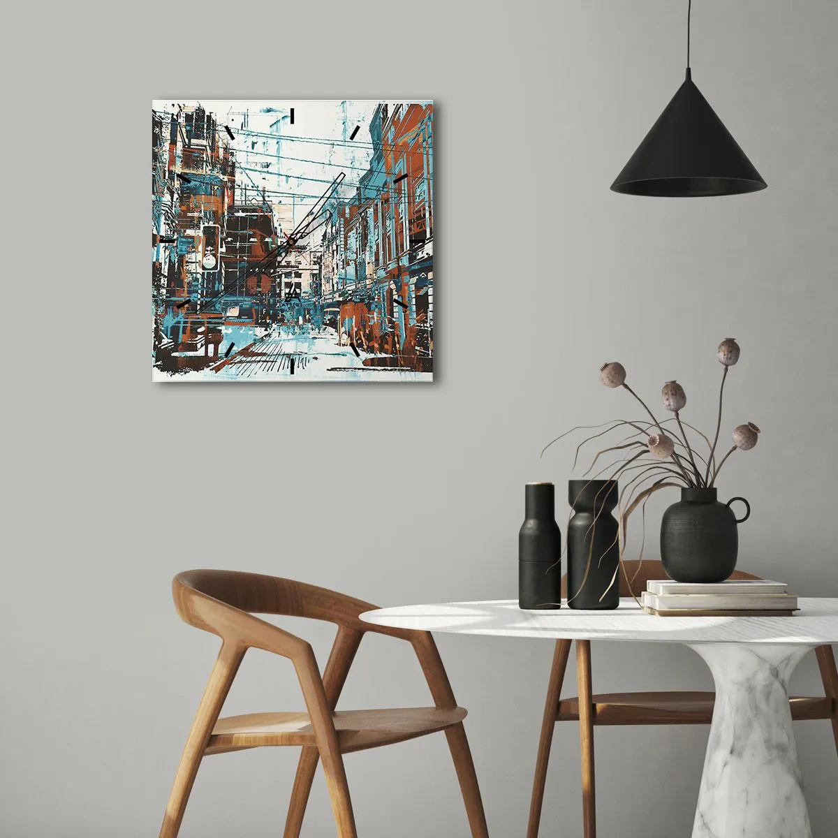 Relógio de parede - Relógio em vidro - Um desgastado percurso urbano - 30x30 cm