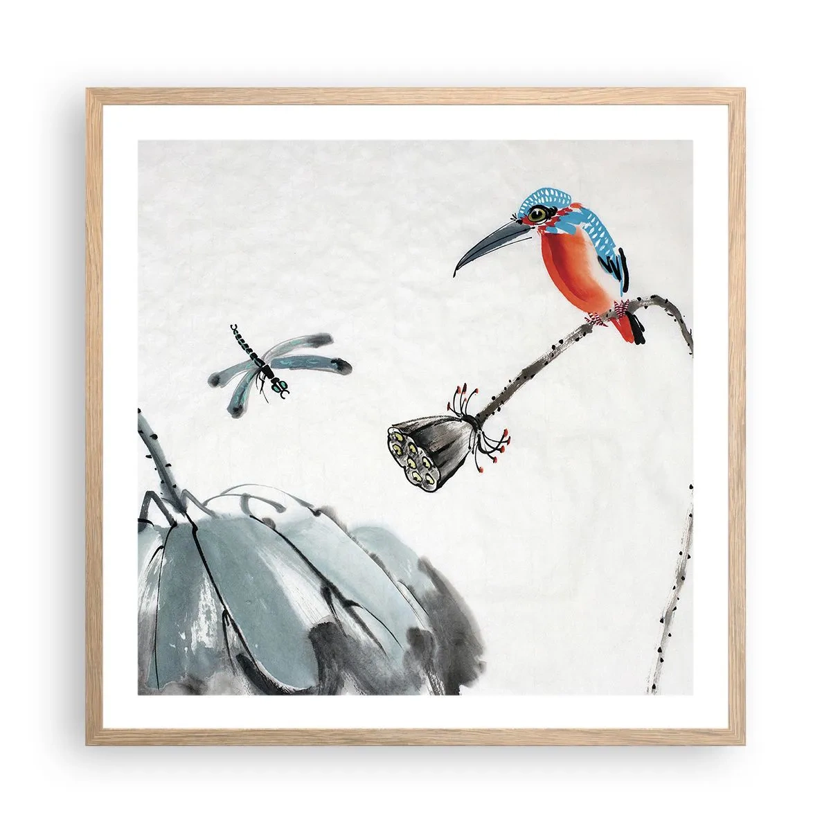 Pôster com moldura de carvalho claro - A vida do prado - 60x60 cm