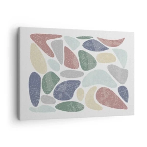 Quadro em tela - Formas orgânicas coloridas em um fundo branco - 70x50cm - Um mosaico de cores em pó - Decoração de parede moderna para a sala de estar e quarto ARTTOR