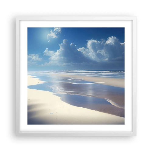 Pôster em moldura branca - Férias no paraíso - 50x50 cm