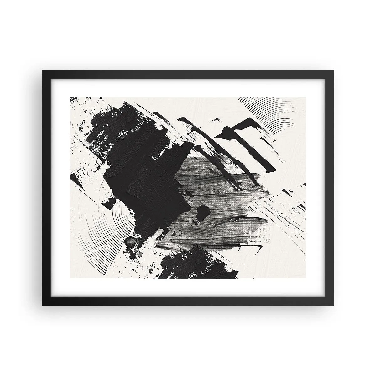 Pôster com moldura preta - Abstração – expressão do preto - 50x40 cm
