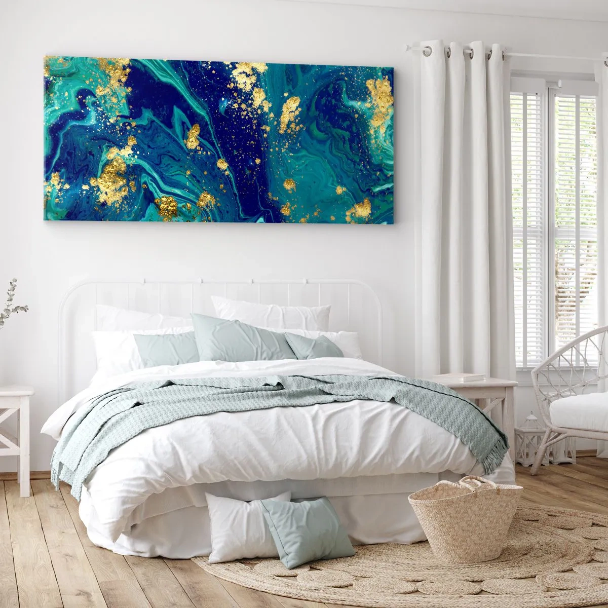 Quadro em tela - Flocos de sol  - 100x40 cm