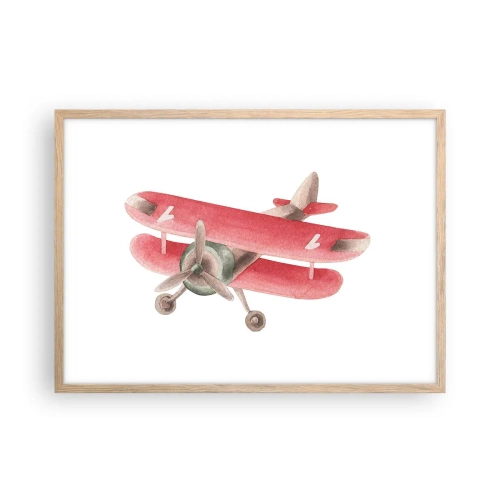 Pôster com moldura de carvalho claro - Pronto para voos altos - 70x50 cm