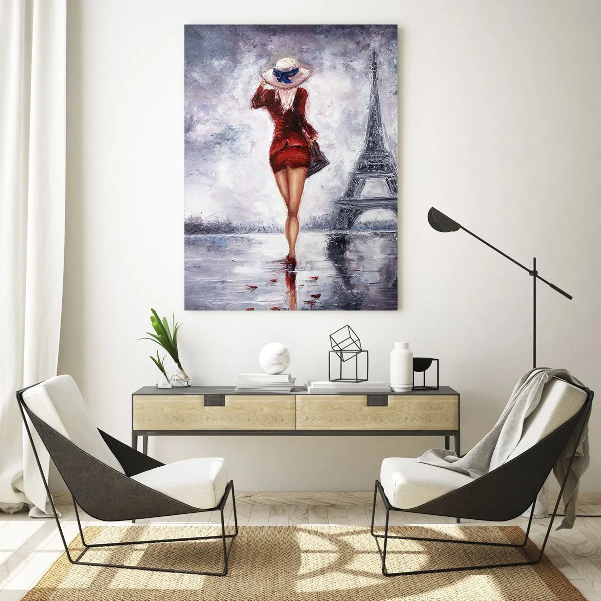 Quadro em vidro - Símbolos parisienses - 50x70 cm