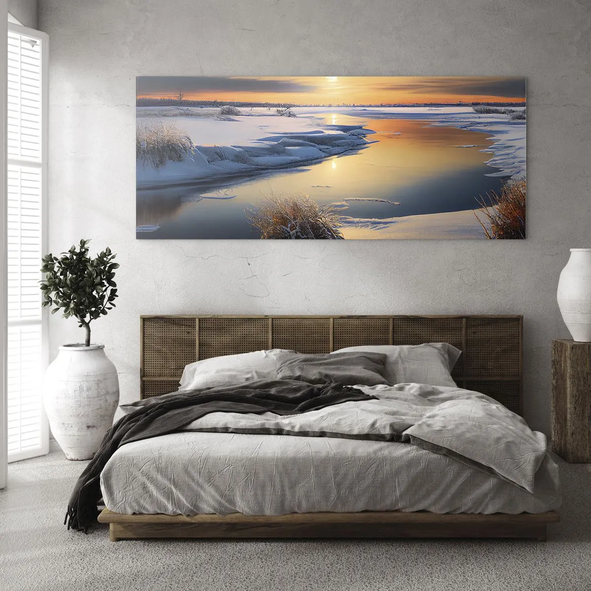 Quadro em vidro - Pôr do sol de inverno - 160x50 cm