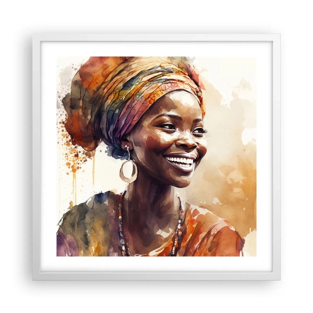 Pôster em moldura branca - Rainha africana - 50x50 cm