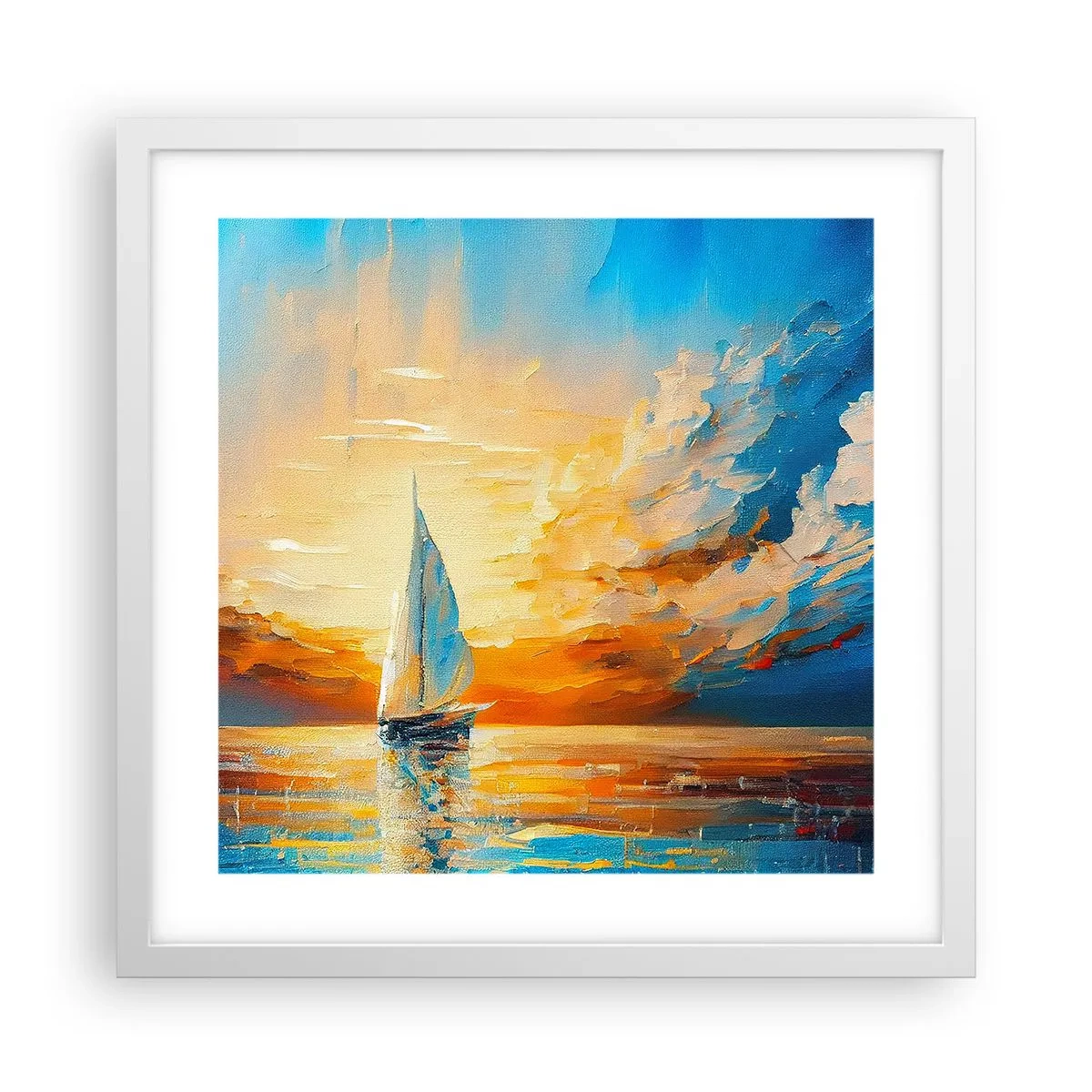 Pôster em moldura branca - Balsa em ouro - 40x40 cm