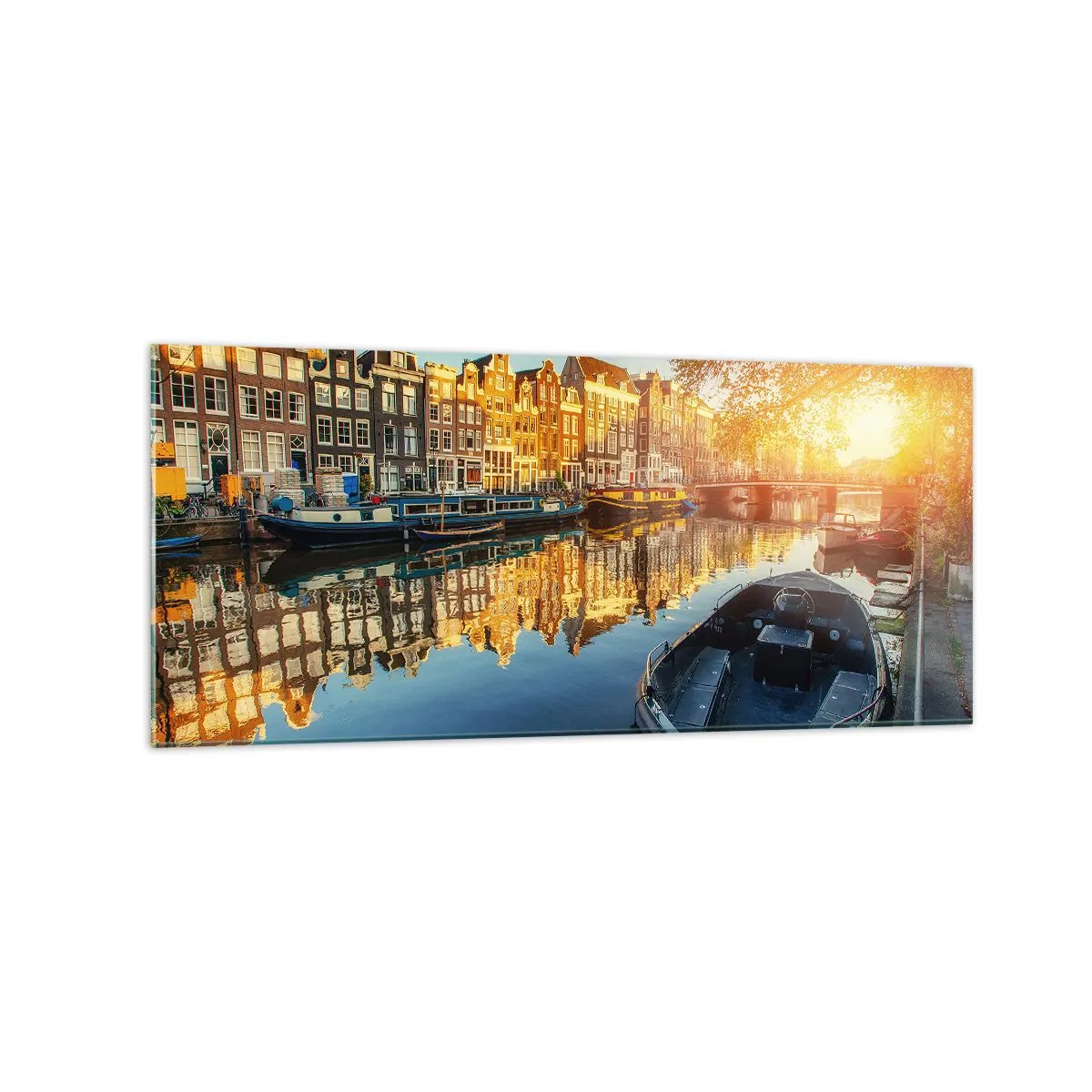 Quadro em vidro - Manhã em Amsterdã - 120x50 cm