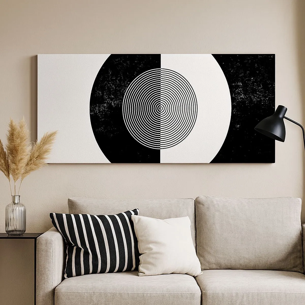 Quadro em tela - Harmonia a preto e branco - 100x40 cm