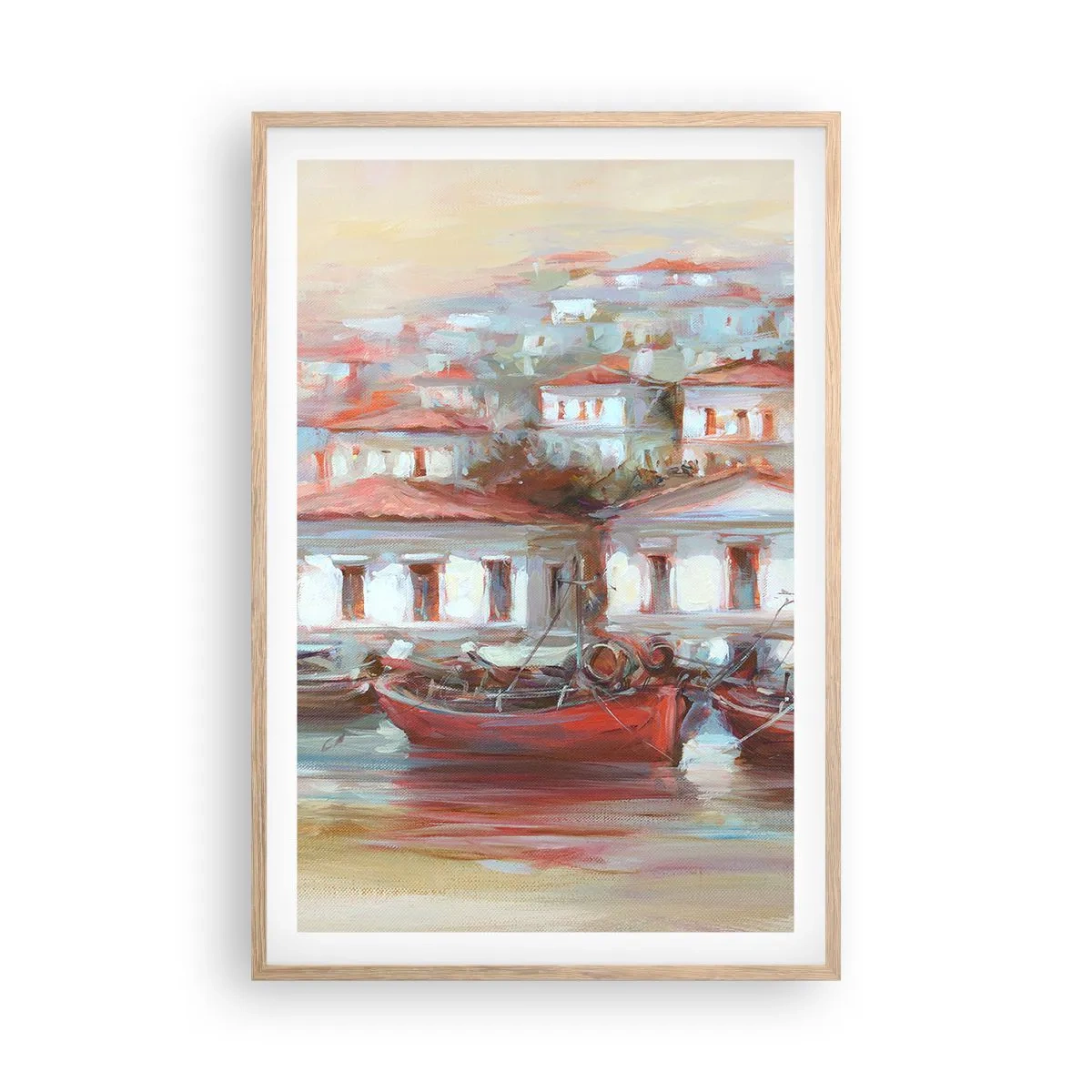 Pôster com moldura de carvalho claro - Cidade feliz - 61x91 cm