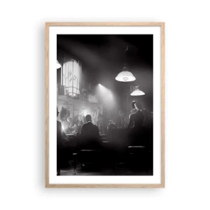 Pôster com moldura de carvalho claro - Em uma atmosfera de jazz - 50x70 cm