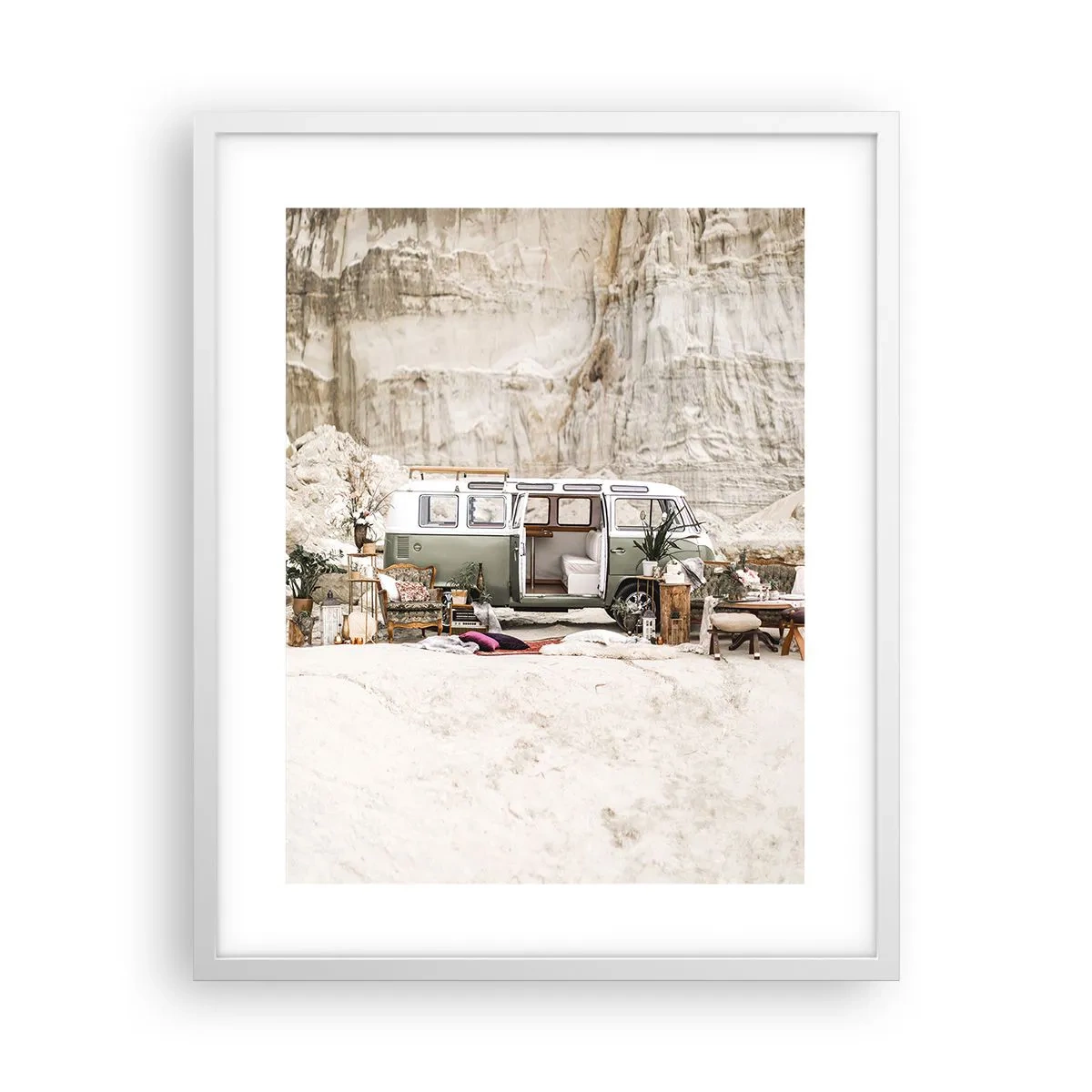 Pôster em moldura branca - É hora de começar a jornada - 40x50 cm