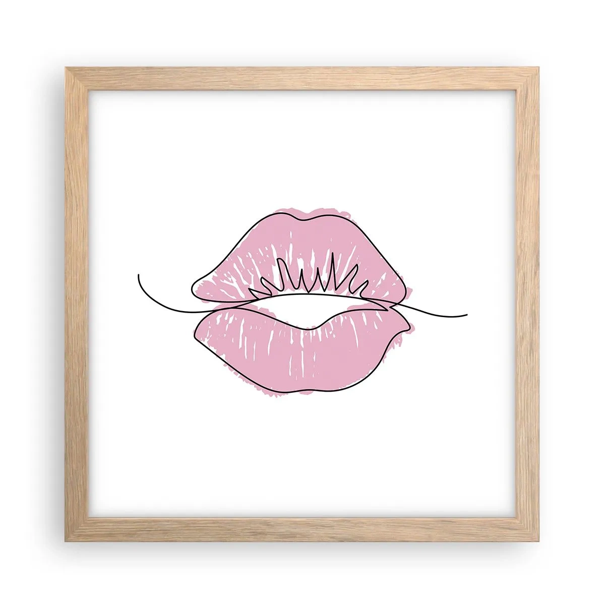 Pôster com moldura de carvalho claro - Pronto para beijar? - 30x30 cm
