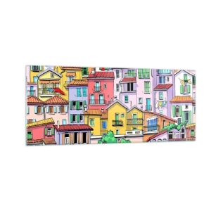 Quadro em vidro - Cidade divertida - 100x40 cm