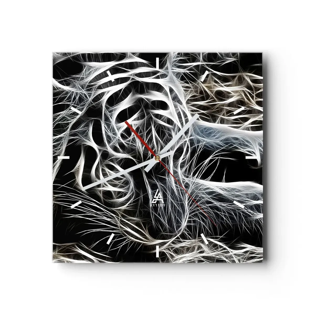 Relógio de parede - Relógio em vidro - Um estudo da leveza do gato - 40x40 cm