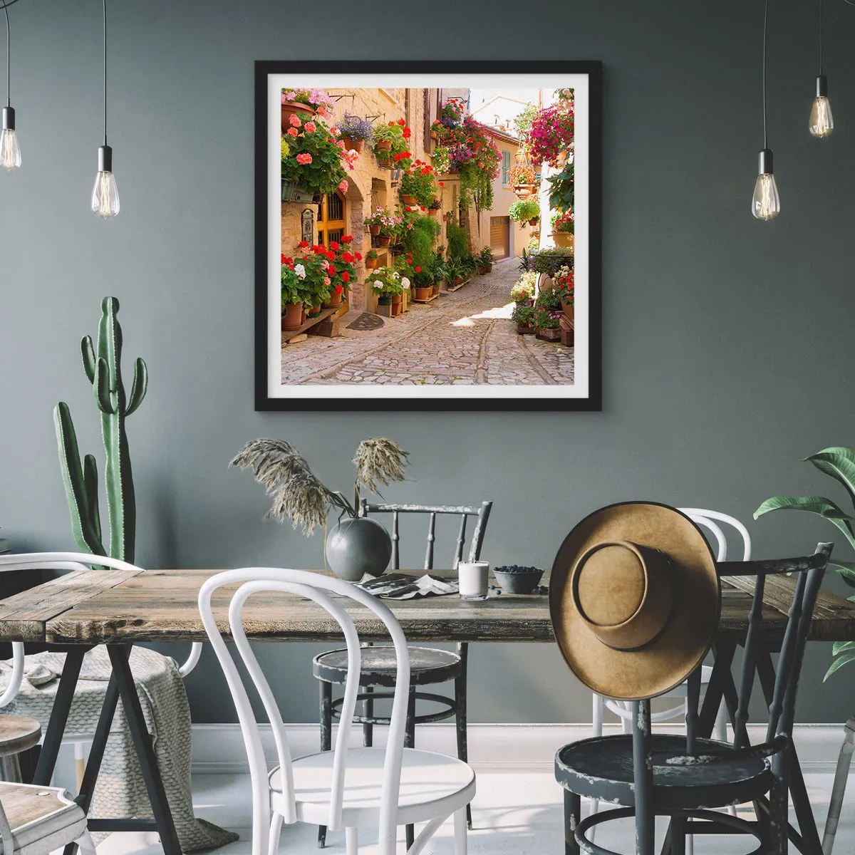 Pôster com moldura preta - Nas flores do dilúvio - 60x60 cm