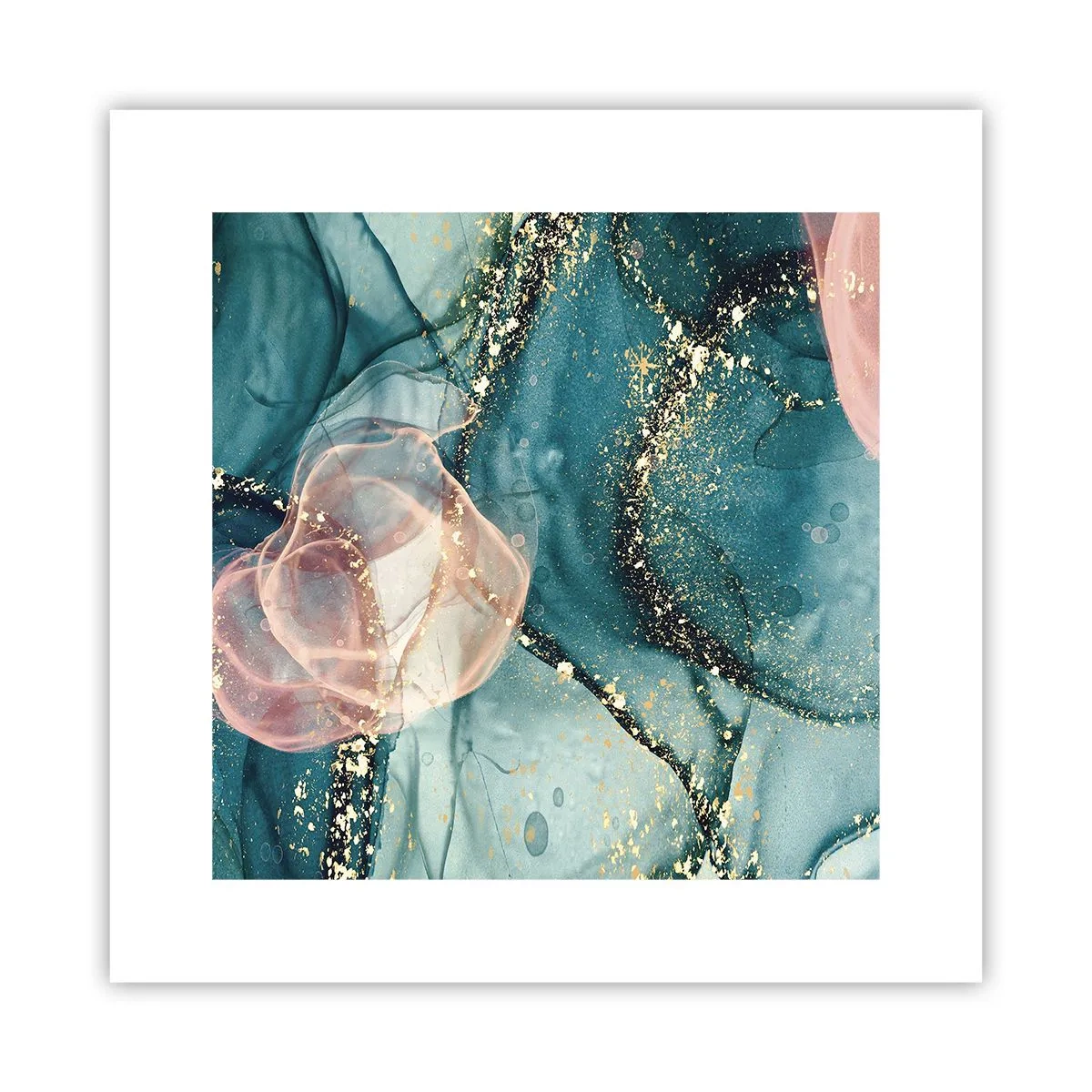 Pôster - Azul seda, rosa tule - 30x30 cm