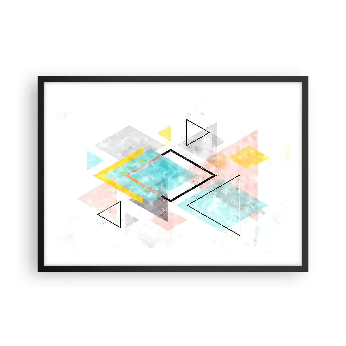 Pôster com moldura preta - Jogo geométrico - 70x50 cm