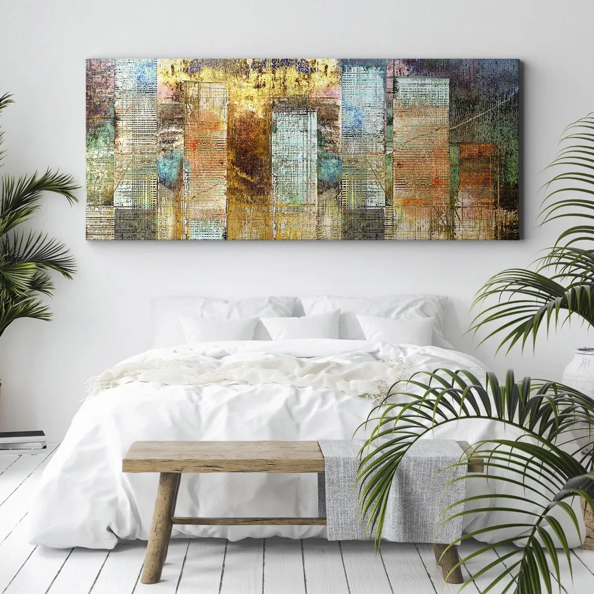 Quadro em tela - Uma metrópole ensolarada - 140x50 cm