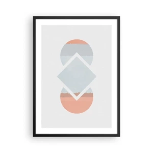 Pôster com moldura preta - Uma composição abstrata de formas geométricas e cores pastéis. - 50x70cm - A situação é clara - Decoração de parede moderna para a sala de estar e quarto ARTTOR