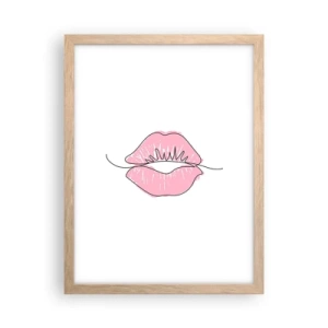 Pôster com moldura de carvalho claro - Pronto para beijar? - 30x40 cm