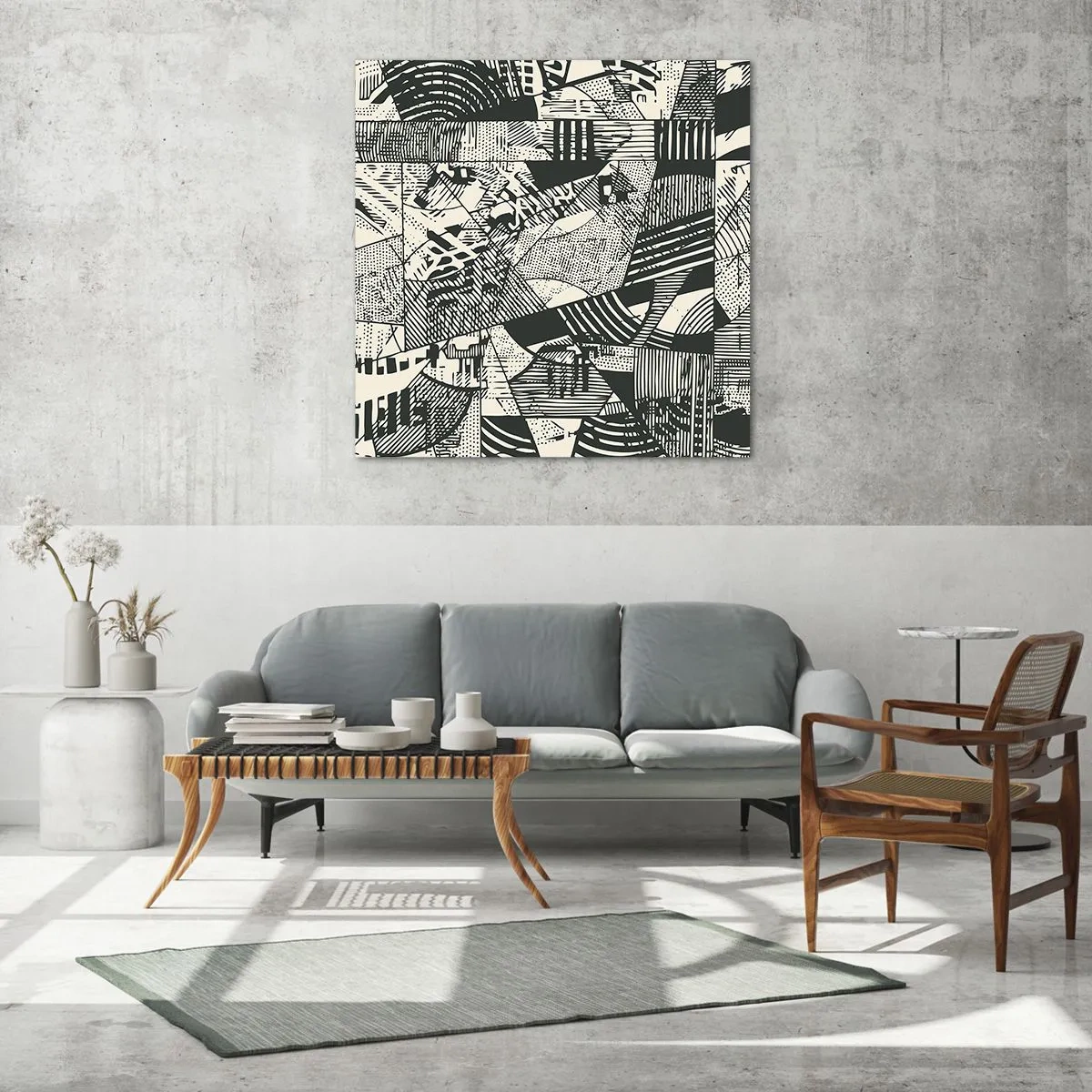 Quadro em vidro - A dinâmica do presente - 40x40 cm