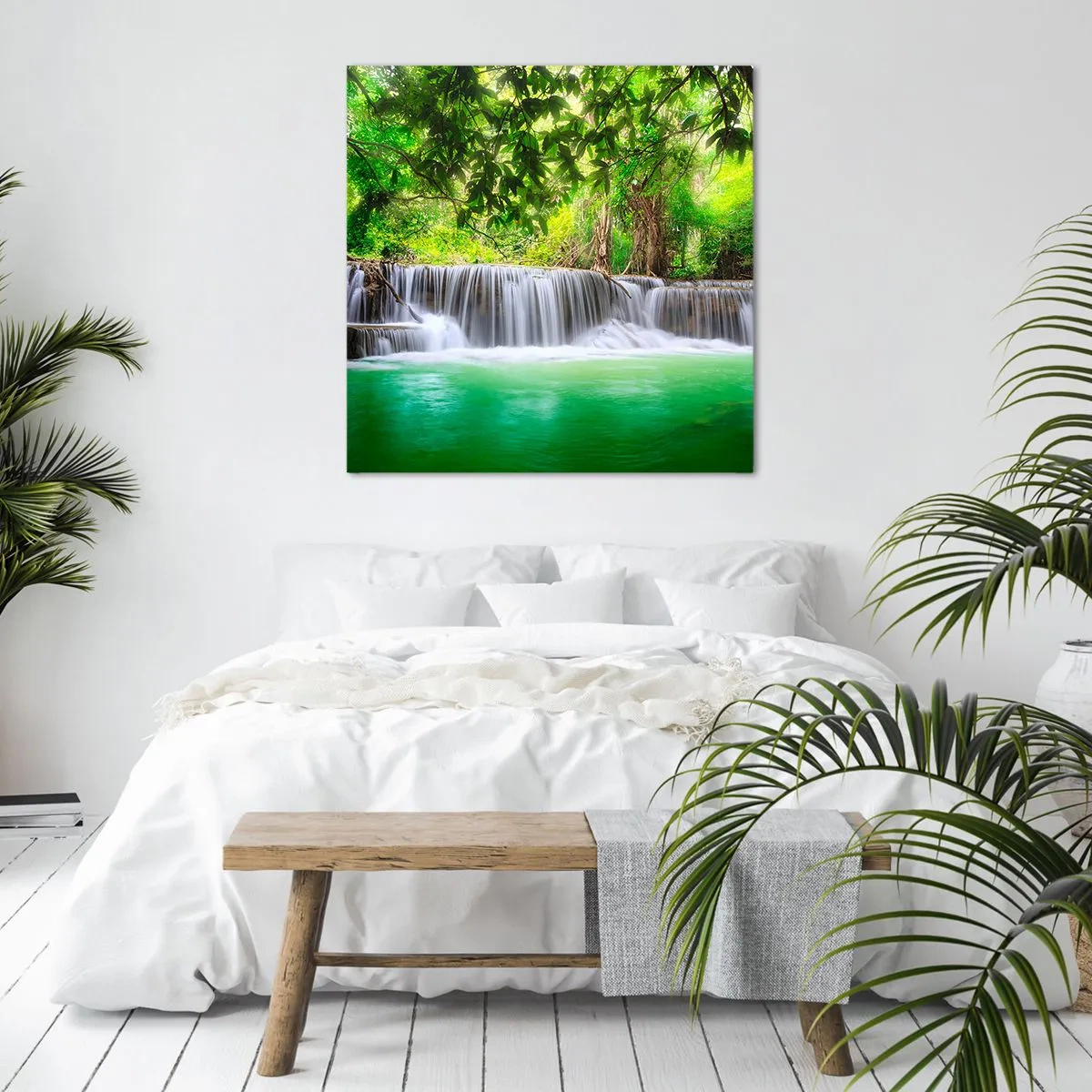 Quadro em tela - Cascata verde - 70x70 cm