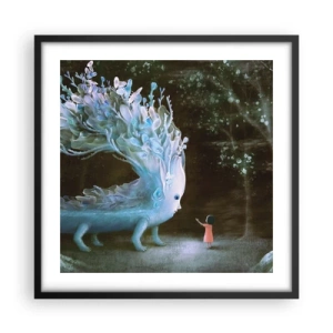 Pôster com moldura preta - Encontro fantástico - 50x50 cm